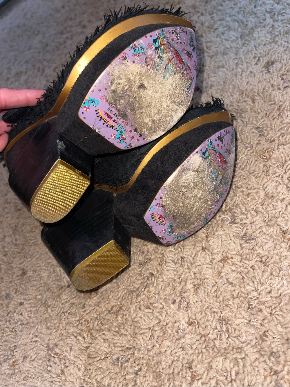Irregular Choice Black Fringed Platform Mary Jane Heels - Picture 5 of 11